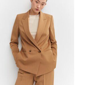MNG camel tan double button blazer jacket